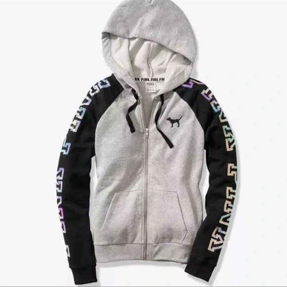 PINK Victoria's Secret luxurious limited edition Gray and Black Tracksuit